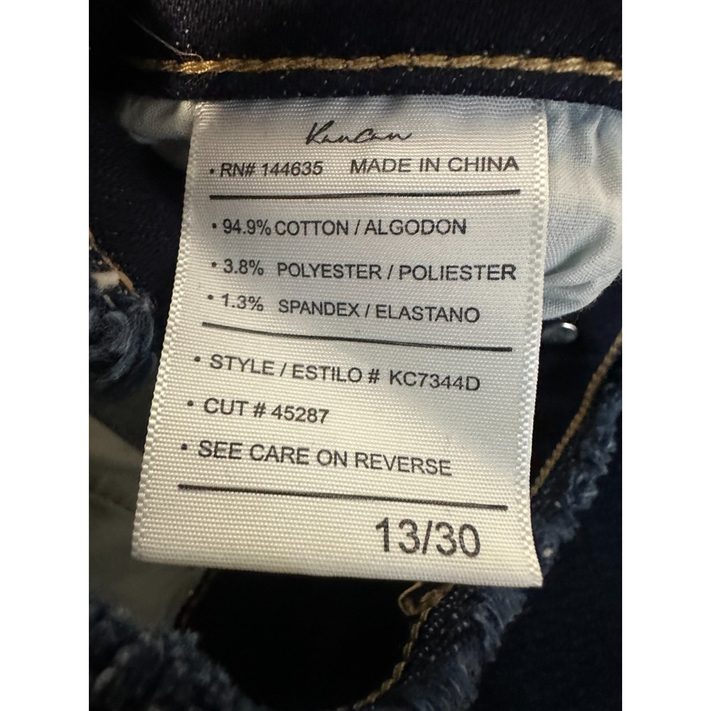 Kancan Gill High Rise Flare Jeans Dark Wash Distressed Raw Hem Size 13 / 30 - Picture 10 of 16